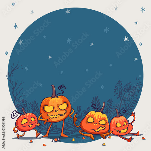 jack o' lantern pumpkins monster character design vector illustration