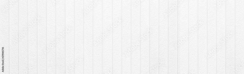 Fototapeta premium Panorama of white wood wall background and texture
