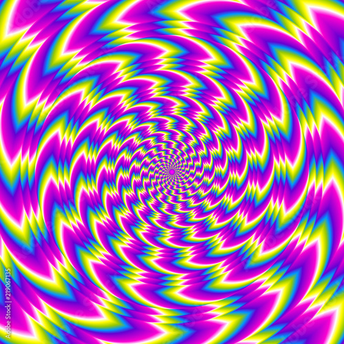 Colorful rainbow background with spirals. Spin illusion.