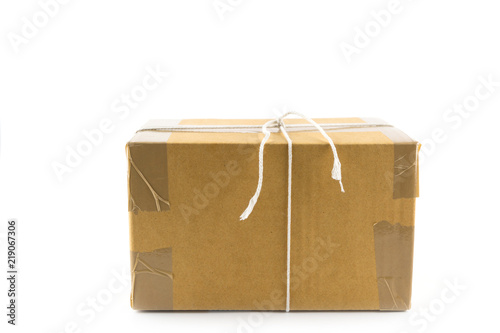 Brown paper parcels box already to shipped  isolated