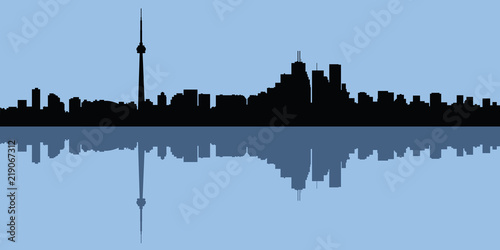 Skyline silhouette of the city of Toronto, Ontario, Canada.