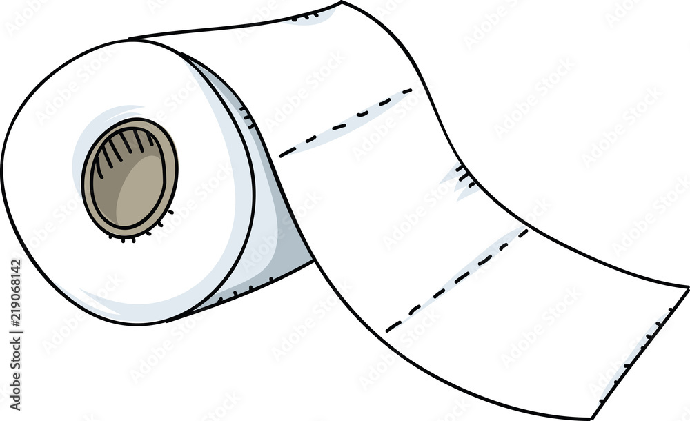 A cartoon toilet paper roll with separate panels marked with a dotted tear  line. Stock Vector | Adobe Stock