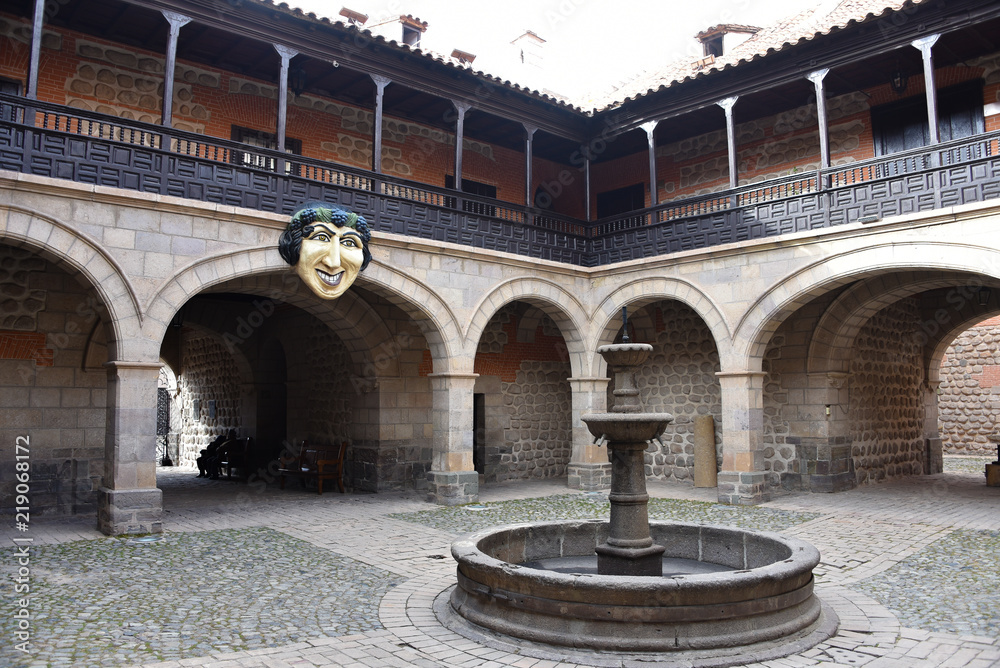 Fototapeta premium Mask of Bacchus (1865) in the entrance to the Casa Nacional de la Moneda (National mint), in Potosi, Bolivia