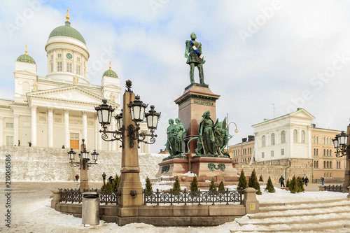 The Senate Square presents Carl Ludvig Engel's architecture as a unique allegory of political, religious, scientific and commercial powers in the centre of Helsinki, Finland. photo