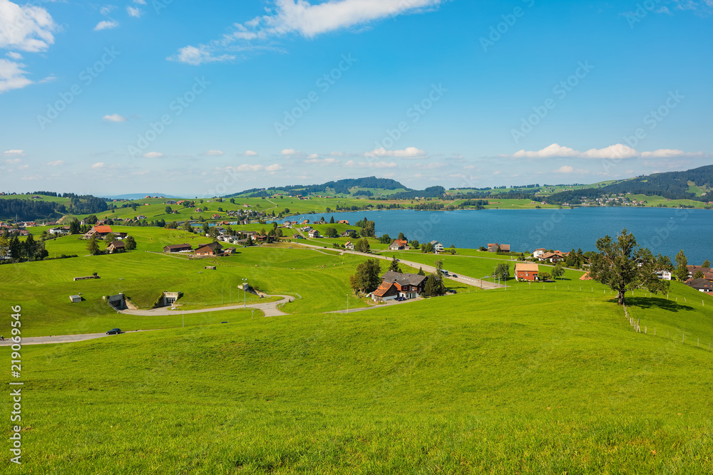 View in the town of Einsiedeln in the Swiss canton of Schwyz