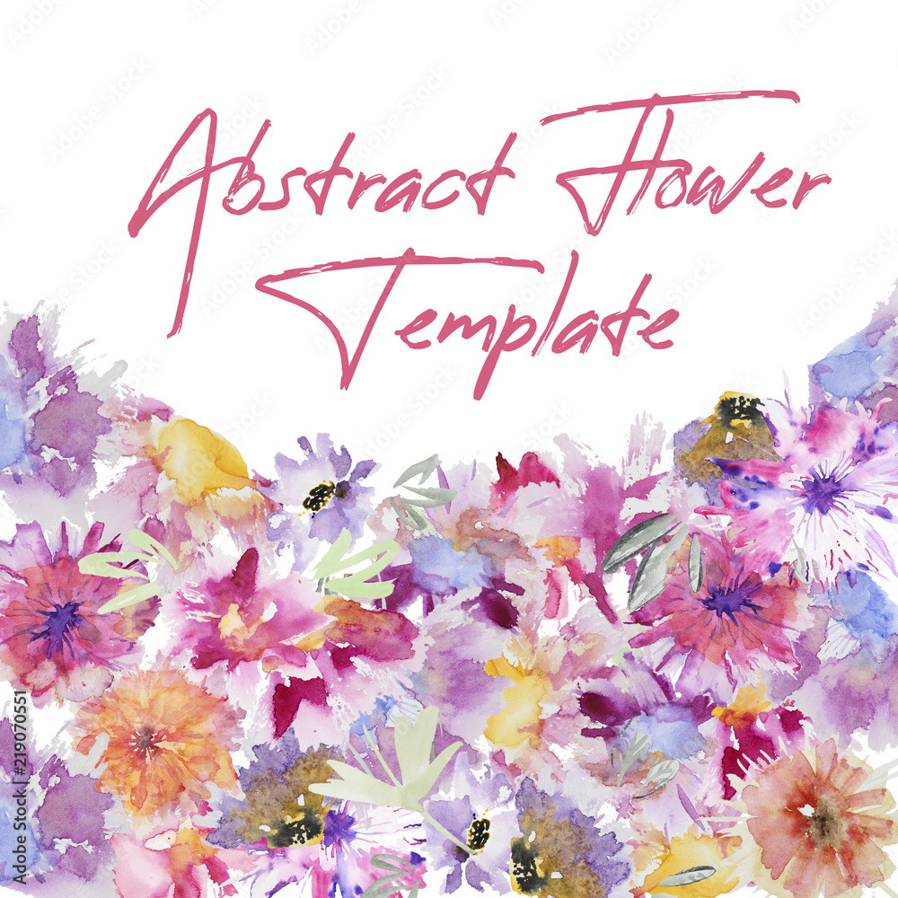 Watercolor Flower template Stock Illustration | Adobe Stock