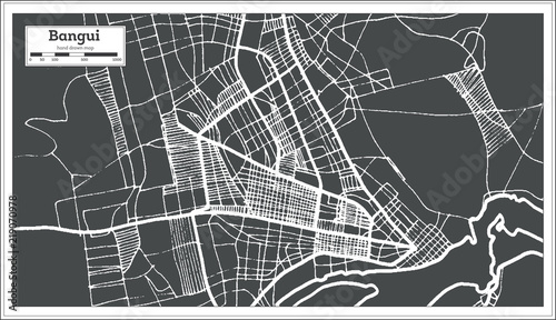 Bangui Central African Republic City Map in Retro Style. Outline Map.