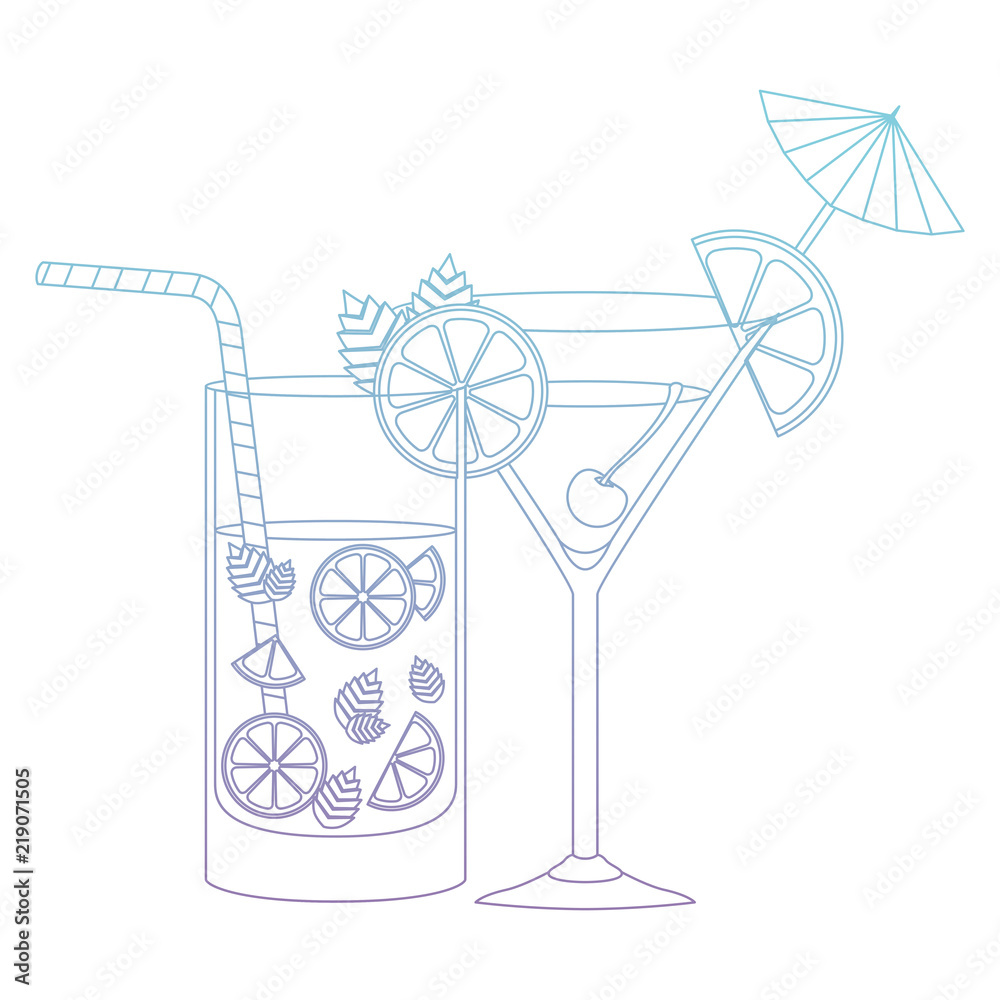 set cups cocktails icons vector illustration design set cups cocktails icons vector illustration design