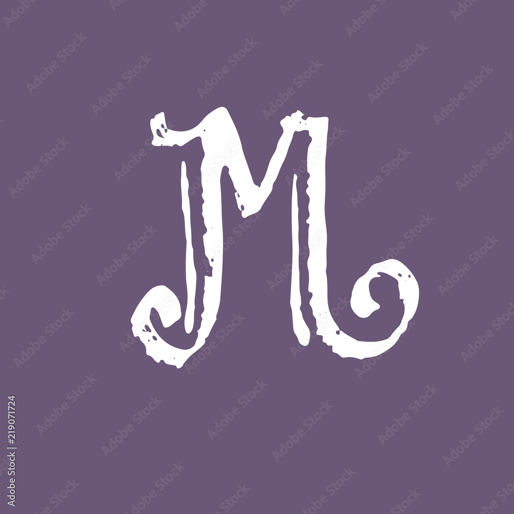 Obraz premium Letter M. Vintage grunge font. Gothic style letter. Vector illustration.