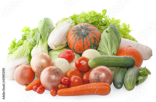 Composition with variety of raw organic vegetables and fruits. Balanced diet