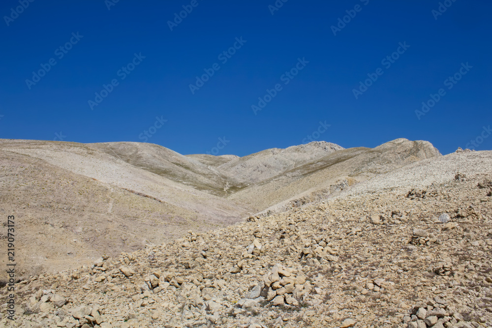 Nice mountain with clear blue sky, island Krk, Croatia