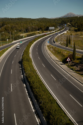 Aerial top view of road
