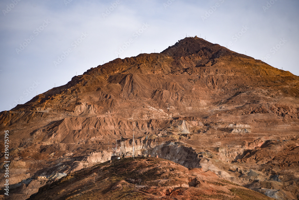 Cerro Rico (Cerro Potosí or Sumaq Urqu), a 4800m mountain famed for its silver mines, near the city of Potosi, Bolivia.