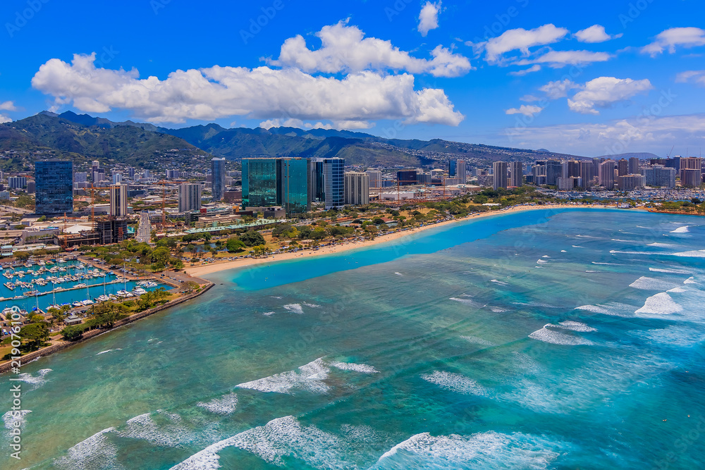 Aerial view of downtown Honolulu Hawaii