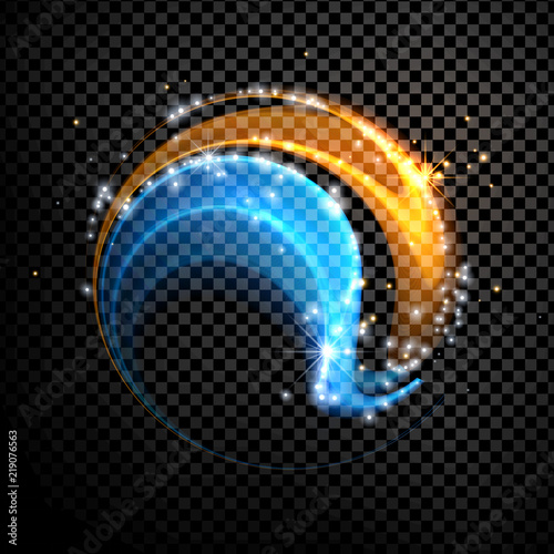 Abstract glowing lines in sphere on transparent background, abstract digital dark illustration