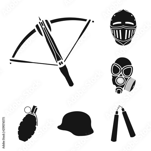 Types of weapons black icons in set collection for design.Firearms and bladed weapons vector symbol stock web illustration.