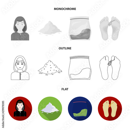 Addict, cocaine, marijuana, corpse.Drug set collection icons in flat,outline,monochrome style vector symbol stock illustration web.