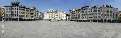 A panoramic view of Matteotti Square in Udine, Italy
