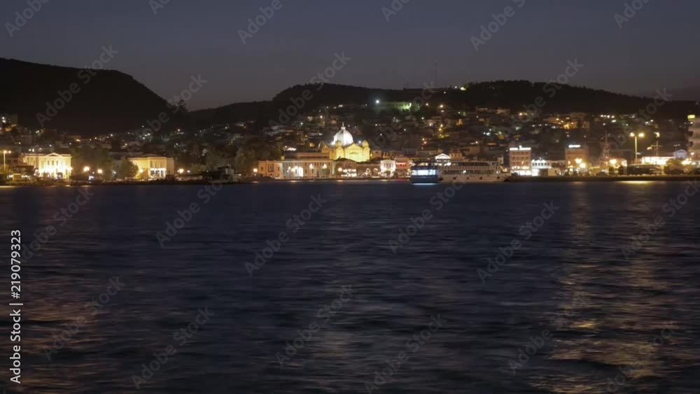 Wide time lapse Looking back at Mytilene city at dusk Wide time lapse Looking back at Mytilene city at dusk