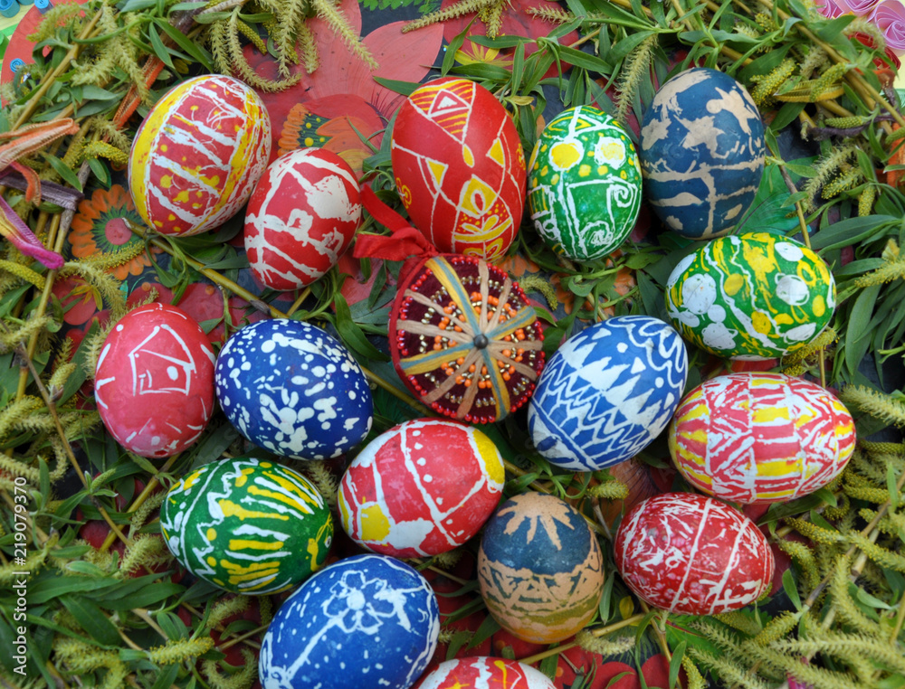 Composition with Easter eggs
