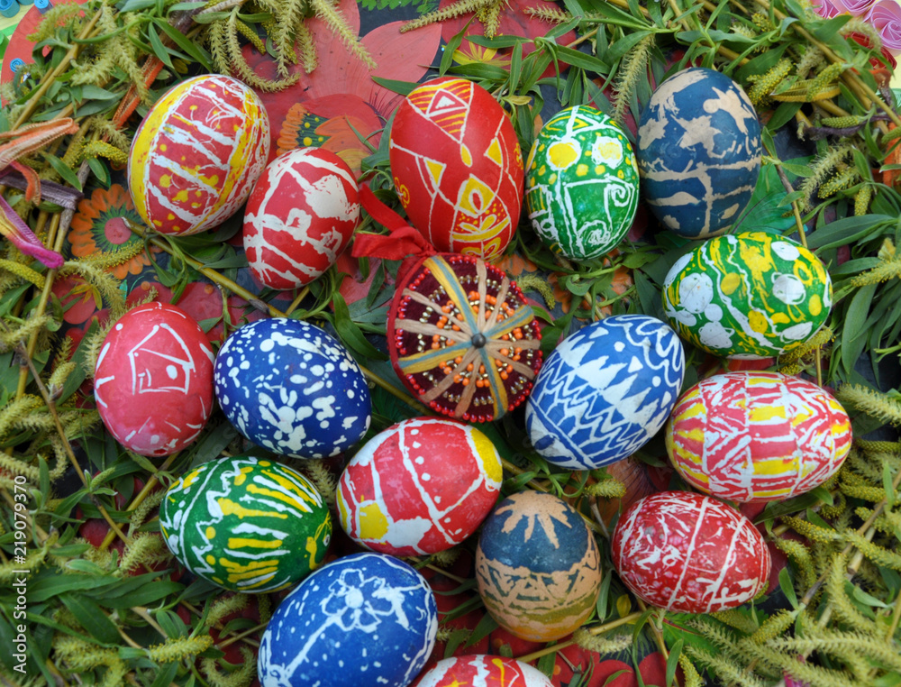 Composition with Easter eggs Composition with Easter eggs