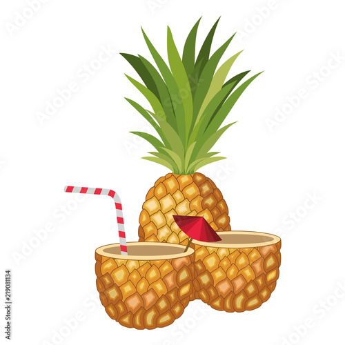 fresh drink pineapple cocktail vector illustration design