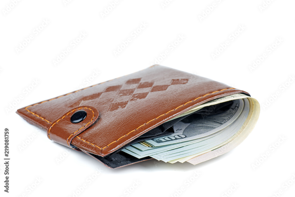 Cheap brown wallet with $100 bills Cheap brown wallet with $100 bills