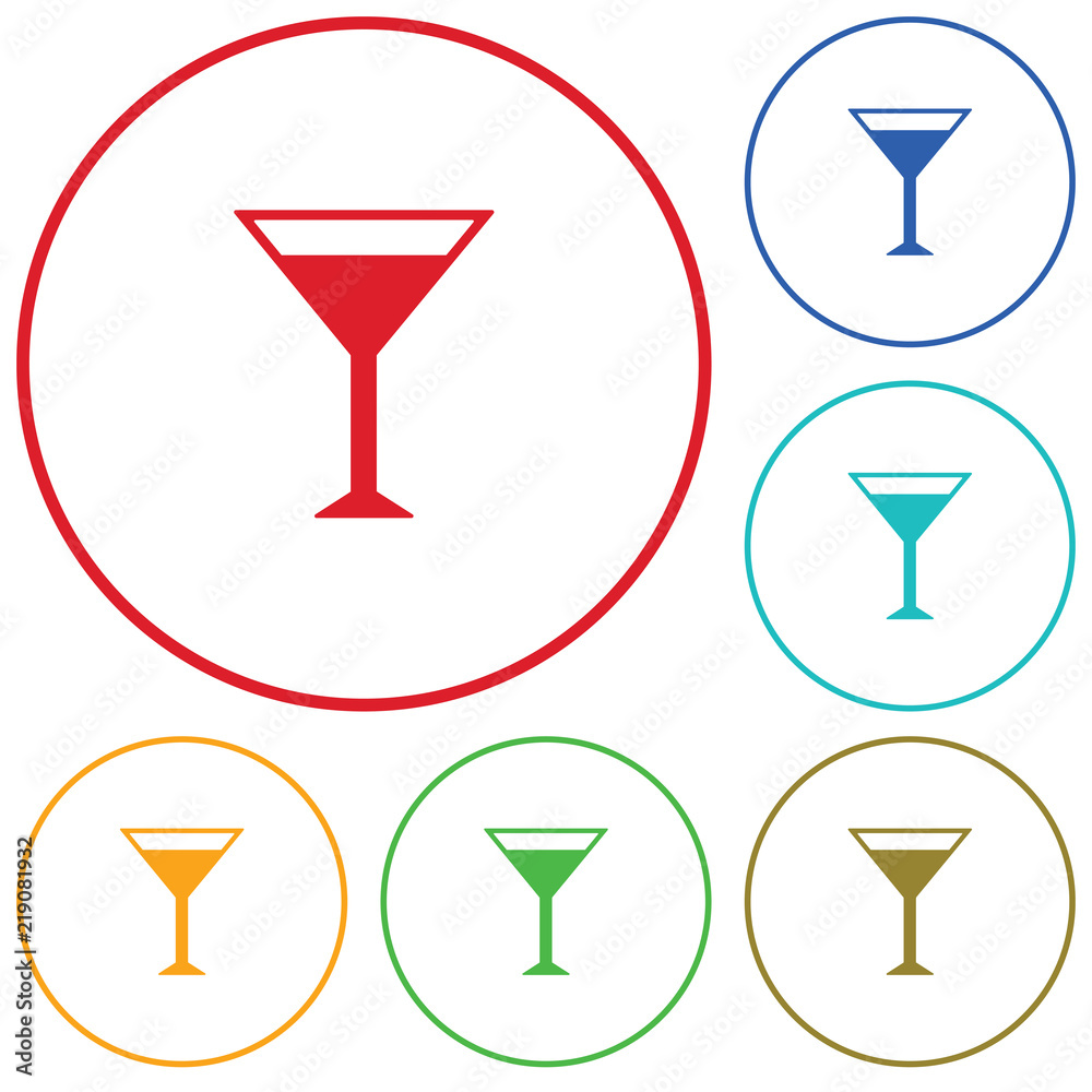 Cocktail glass sign with martini vodka icon Cocktail glass sign with martini vodka icon