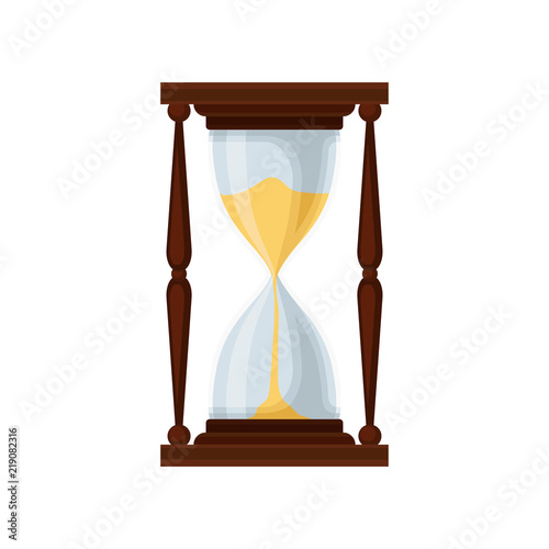 Black hourglass, sandglass device for measuring time vector Illustration on a white background