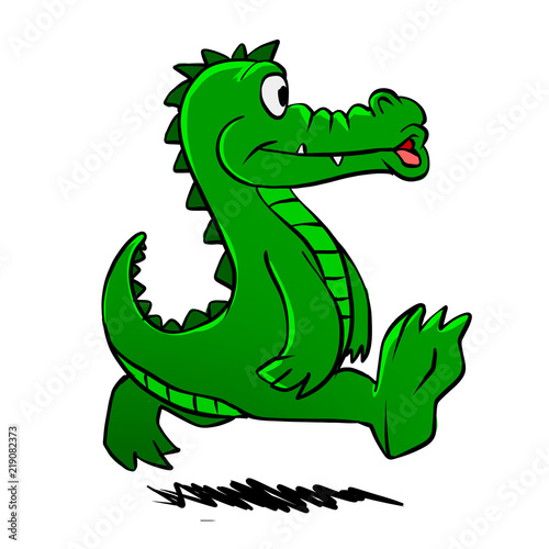 Running alligator . funny alligator . cartoon alligator