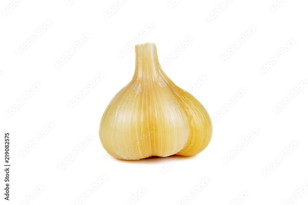 Pickled garlic isolated on white background