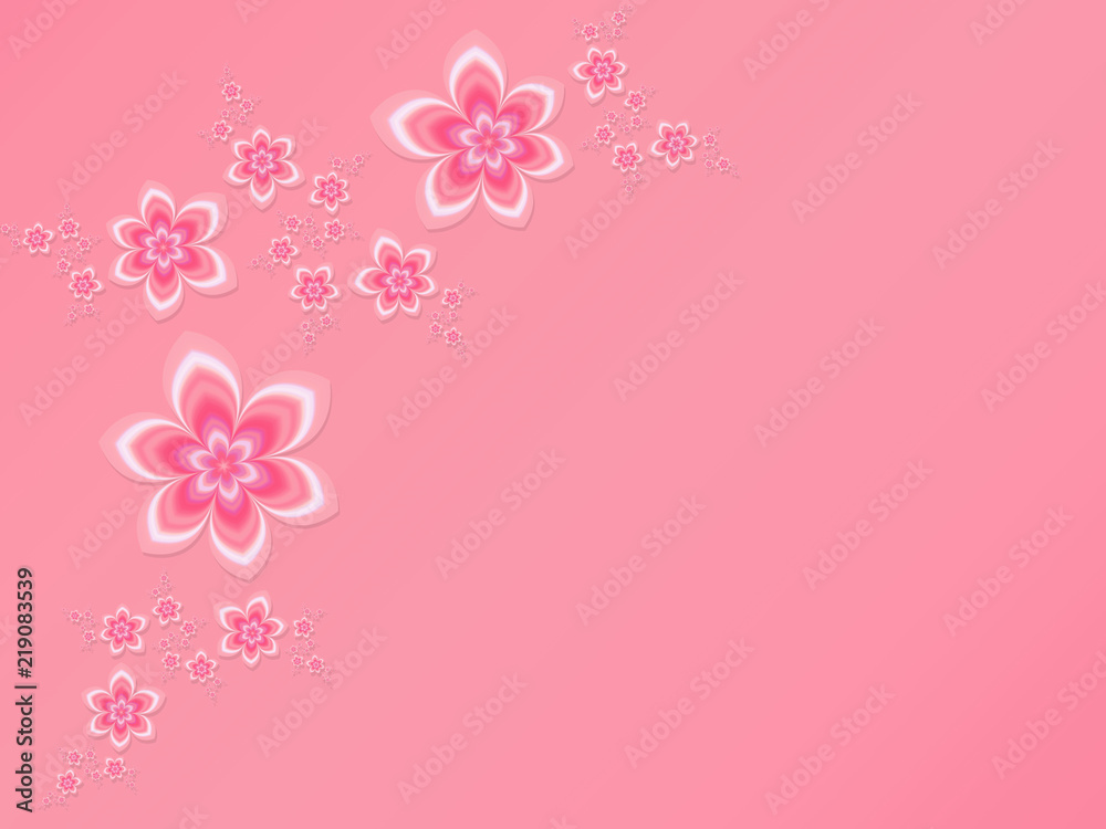 Pink background with fractal flowers
