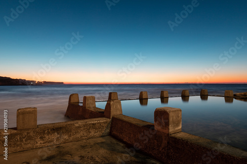 Photography Coogee rock pool view at dawn time with clear sky
