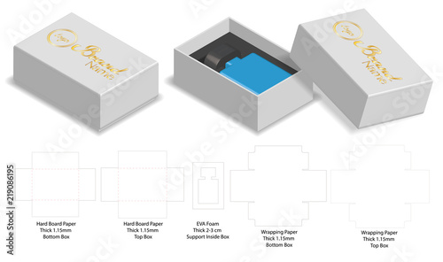 Box packaging die cut template 3d mock-up 