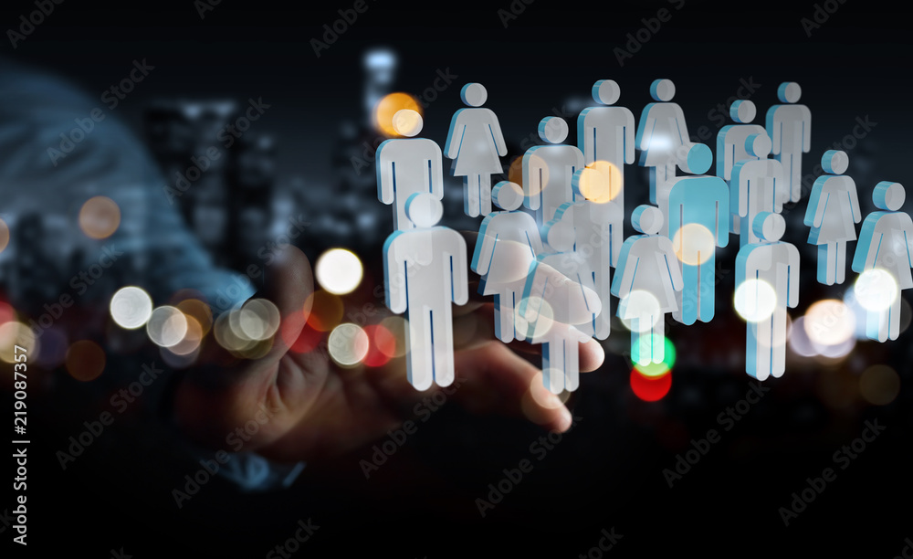 Businessman holding group of people 3D rendering Businessman holding group of people 3D rendering