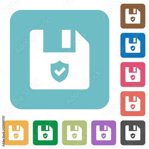 Protected file rounded square flat icons