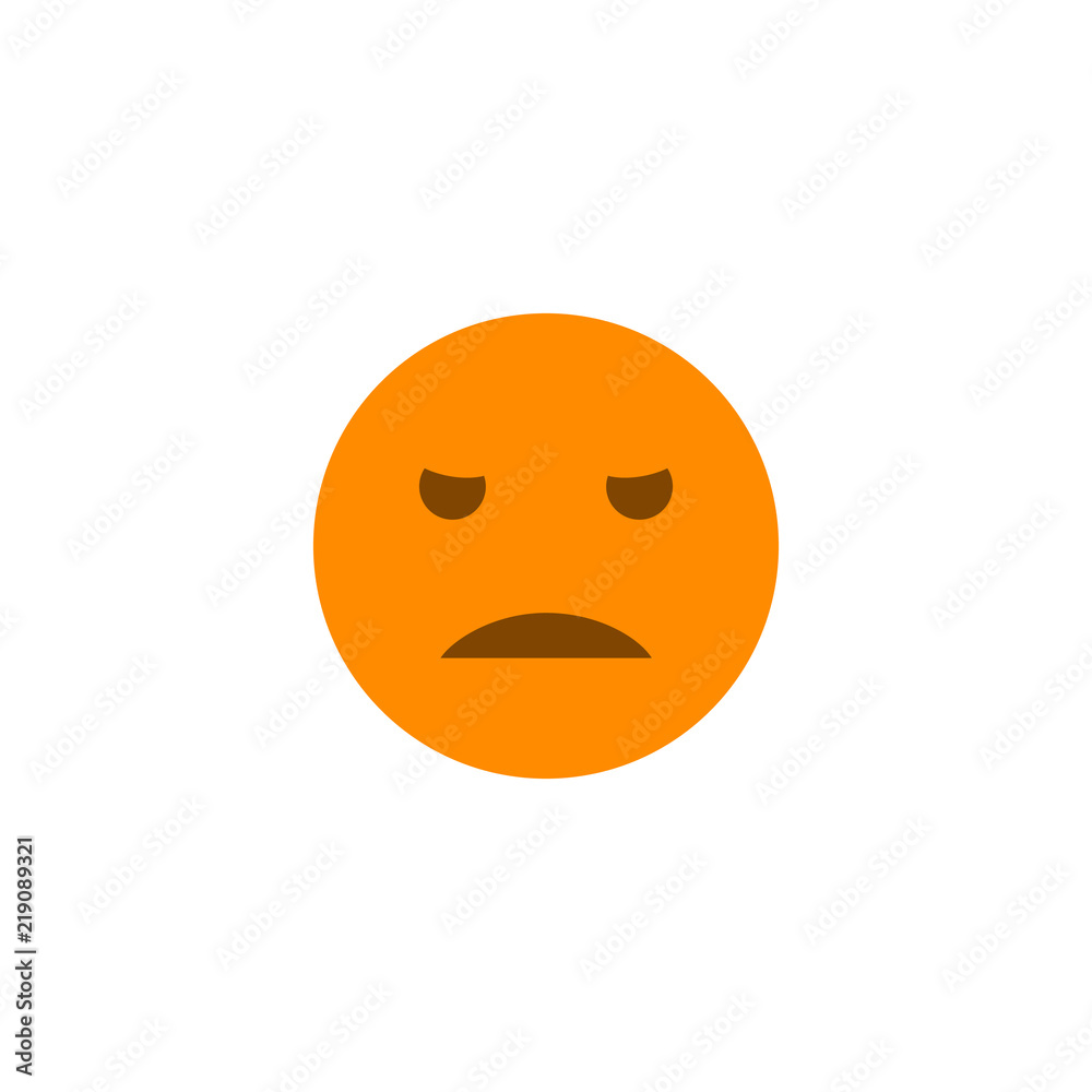 Dissatisfied emoji anthropomorphic face. Orange smile isolated on a white background. Dissatisfied emoji anthropomorphic face. Orange smile isolated on a white background.