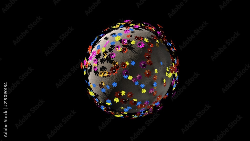 Miniature 3d planet of small color flowers Miniature 3d planet of small color flowers