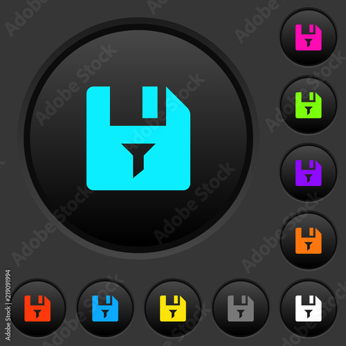 Filter file dark push buttons with color icons