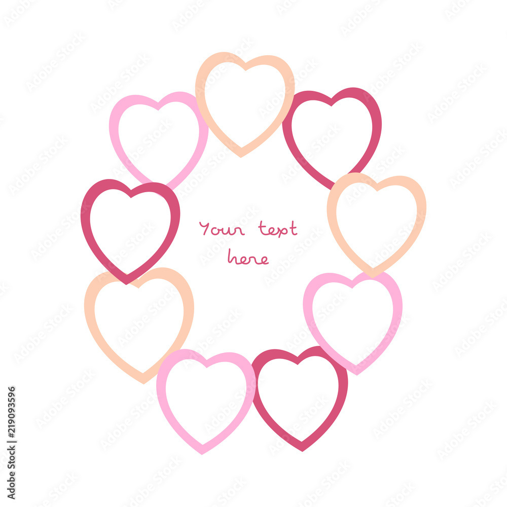 Simple vector card with pink hearts