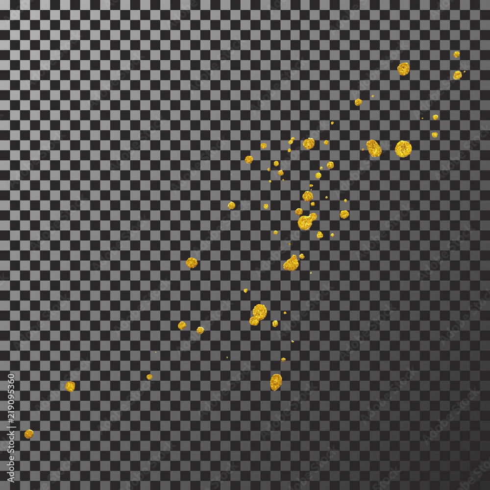 Gold paint splash smear stroke stain, brush stroke. Abstract gold glittering texture. High quality traced vector illustration
