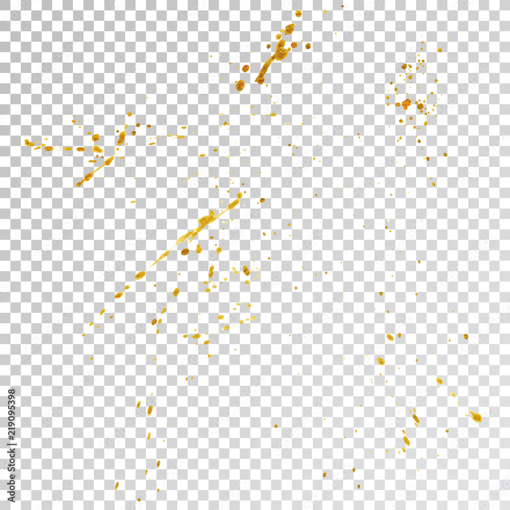 Fototapeta premium Gold paint splash smear stroke stain, brush stroke. Abstract gold glittering texture. High quality traced vector illustration