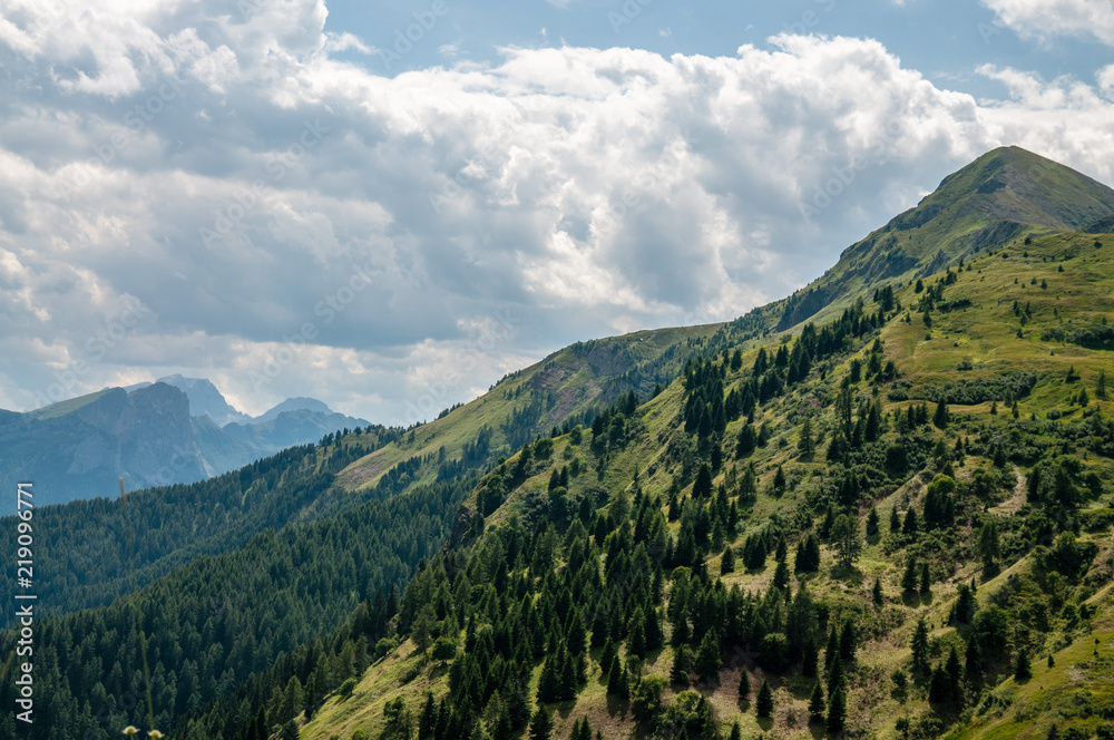 Fototapeta premium Impression of the Rugged Alpine Mountains in the Italian Dolomites on a beatiful Summer's Afternoon.