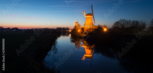 the beautiful greetsieler twin mills in the evening light