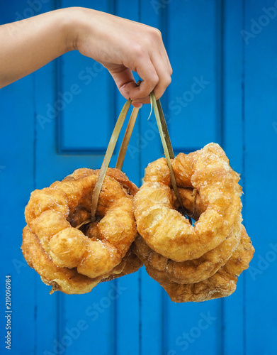 Traditional fresh baked arabic donuts in Morocco