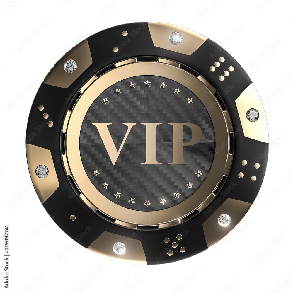 Naklejka premium golden vip casino chip 3d