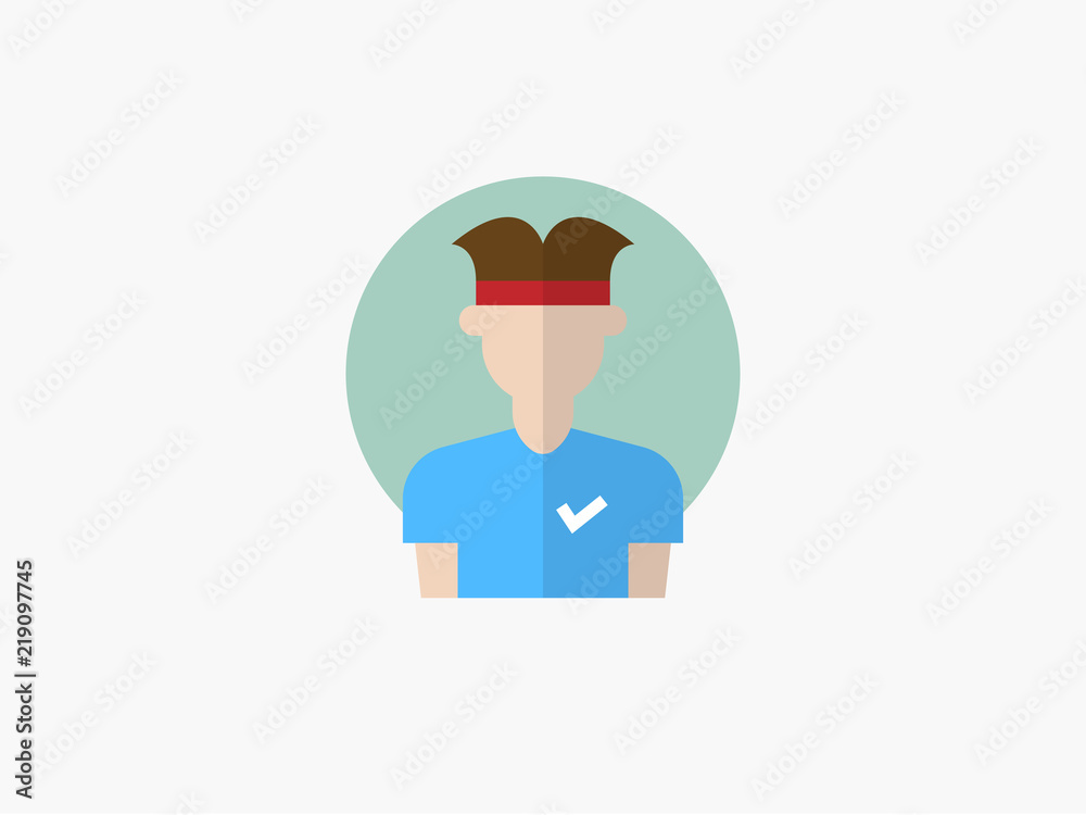 sport player cartoon avatar flat design icon