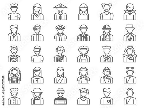 character people avatar line icon set