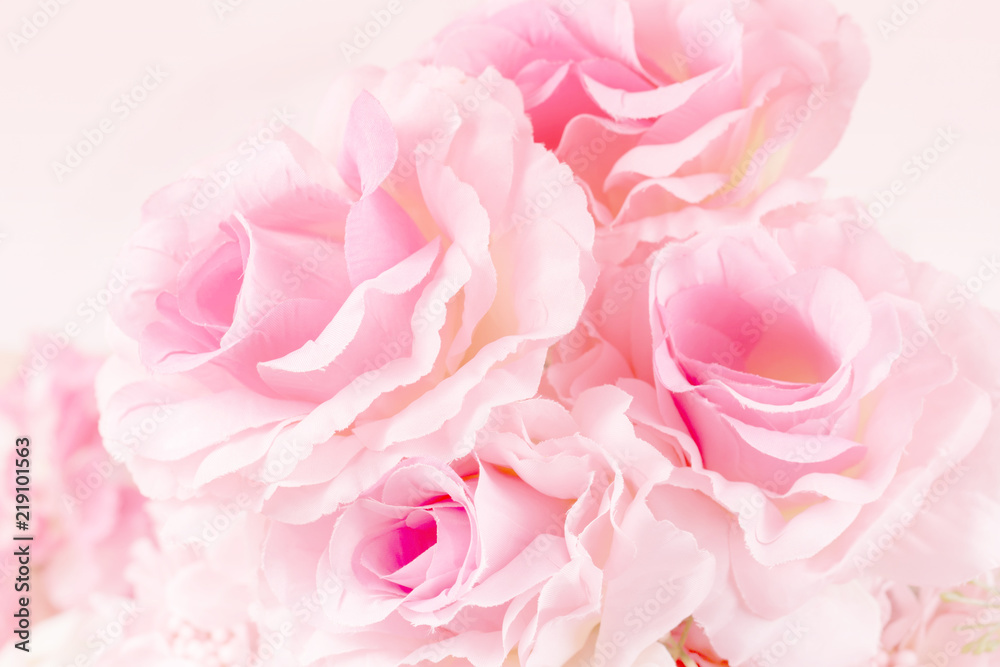 Sweet color fabric roses in soft style for background