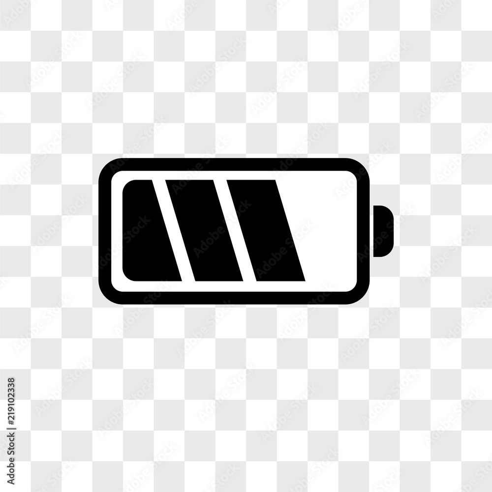 Battery vector icon on transparent background, Battery icon Stock Vector |  Adobe Stock